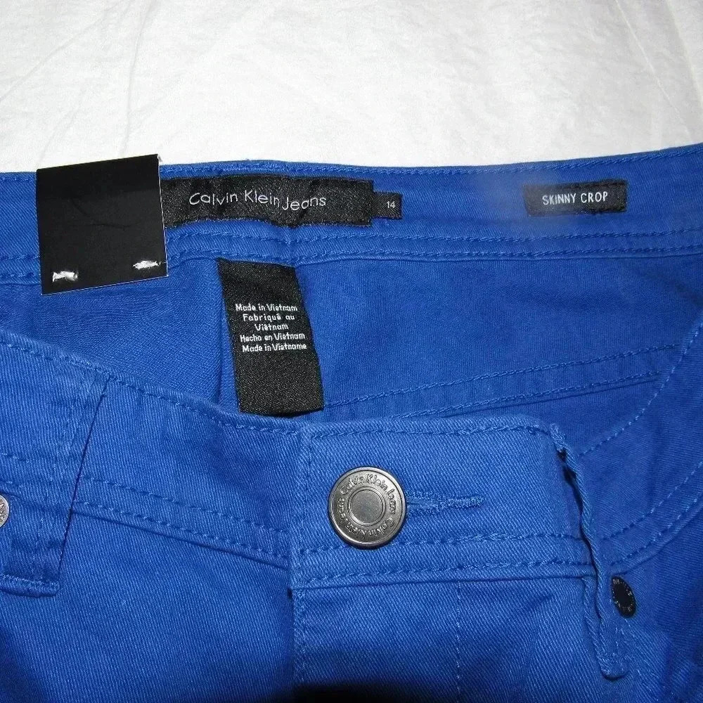 NWT CALVIN KLEIN JEANS Skinny Crop Blue Pants 14 - Picture 5 of 6